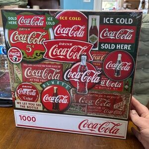 Coca Cola Vintage Red and Green Logo Collage Puzzle - 1000 pieces